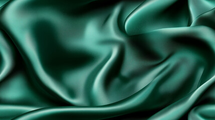 Fototapeta premium Green colored silk fabric