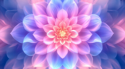Obraz premium Pink Purple Dahlia Flower, Radial Symmetry, Soft Lighting, Macro Photography, Hyperrealistic