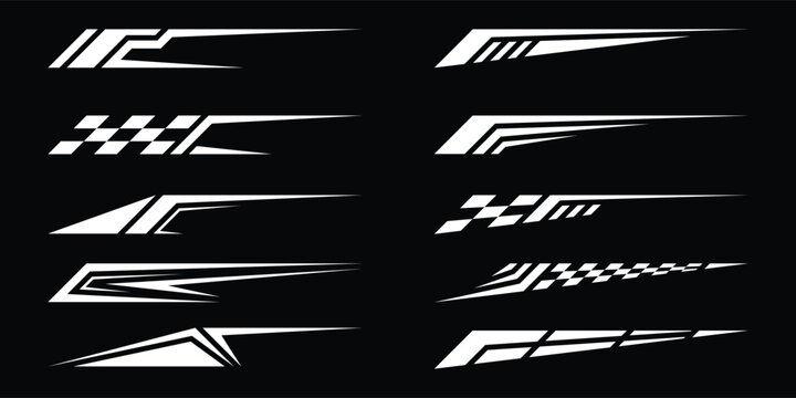 Wrap design for car vectors. Sports stripes, car stickers. Racing decals for tuning. Vector illustration