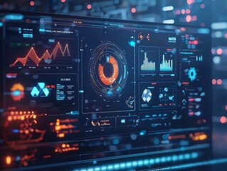 Obraz premium Digital Dashboard Tracking Eco Friendly Resource Utilization in Circular Economy