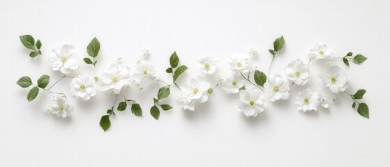 Fototapeta premium delicate white flowers arranged on a clean background for a fresh and elegant look