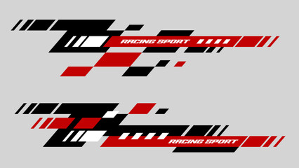 Set of creative car stripes. Car race stripes. Racing line sticker design. Graphic sport decal vinyl element. Automobile decoration. Racing design vector element
