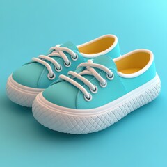 Playful Turquoise Sneakers on a Vibrant Blue Background