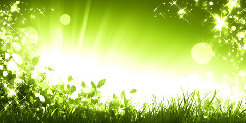 Obraz premium Green plant background with bokeh background copy space