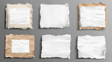 "Paper Layers: Set of Horizontal Papers with Shadows on Transparent Background"


