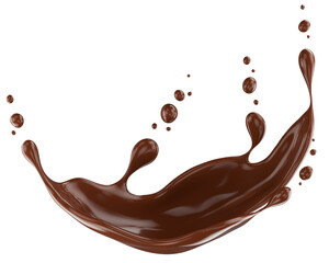 chocolate splash isolated on a white background. 3d render