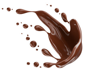 chocolate splash isolated on a white background. 3d render