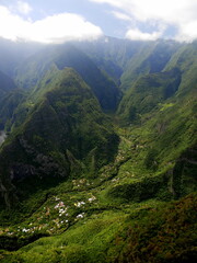 Fototapeta premium Aerial view of Grand Bassin from Bois Court in Le Tampon, Reunion island