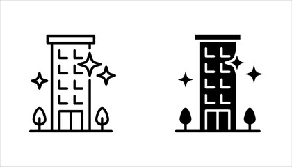 Office cleaning linear icon set. Apartment cleaning service. vector illustration on white background