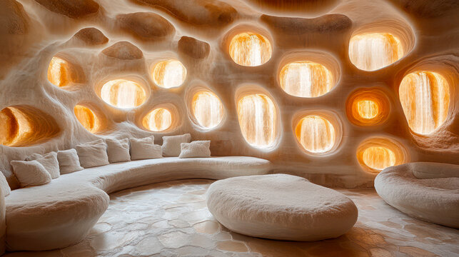 Spa room in salt cave, wellness center