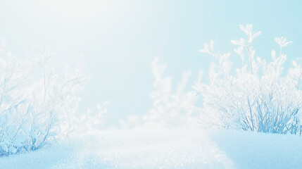 Crystalline winter landscape with soft blue shadows and minimal snow details