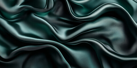 Obraz premium Elegant dark green silk fabric draped on a textured surface