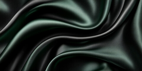Fototapeta premium Dark green silk fabric draped and flowing elegantly across a surface