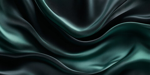 Obraz premium Elegant dark green silk fabric with smooth flowing texture and sheen