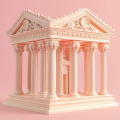 Fototapeta premium Ornate Ancient Greek or Roman Temple Model in Peach Tones
