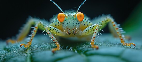 Fototapeta premium Close-up of a Green and Orange Bug