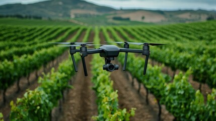 Drone aerial survey of lush vineyard scenic landscape photography nature bird's eye view agriculture