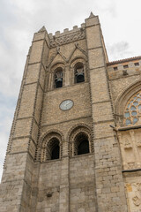 Detailed View of Ávila Cathedral's Exterior and Surrounding Streets