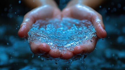 Fototapeta premium Water Droplets in Hands
