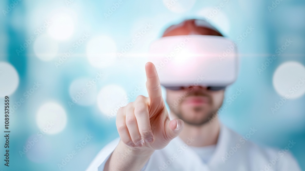 Poster a surgeon using vr simulation to practice a complex procedure, honing their skills in a safe and con