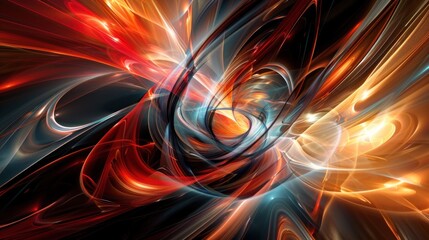Abstract swirling fiery fractal art.