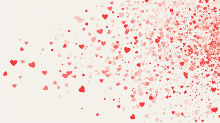 Fototapeta premium Colorful hearts scatter across a light background during celebration