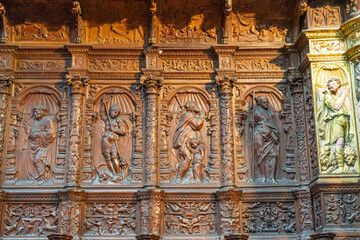 Intricate Wood Carvings in the Choir of Ávila Cathedral