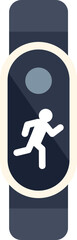 Fitness tracker displaying a running man icon, indicating physical activity tracking