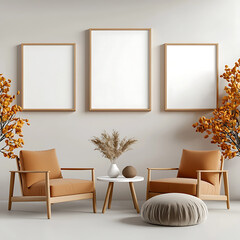 Cozy relaxation space with neutral decor modern living room minimalist design indoor plants natural light serenity concept for home comfort