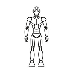 Robot Cyborg Line Art Vector Illustrations for Futuristic and Sci Fi Design Projects