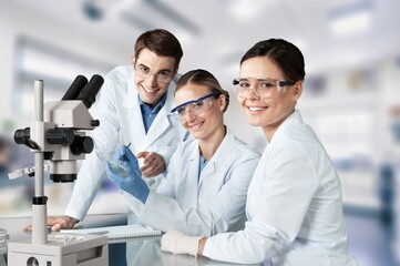 Fototapeta premium Portrait of young scientist do chemistry research