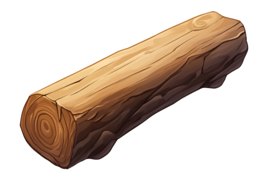 Casual Game Asset Long Wooden Object in Flat Style