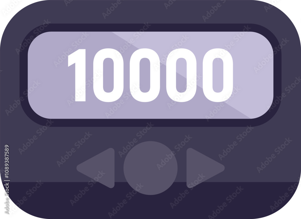Poster electronic pocket pager showing number 10000 on display, device for receiving and displaying message