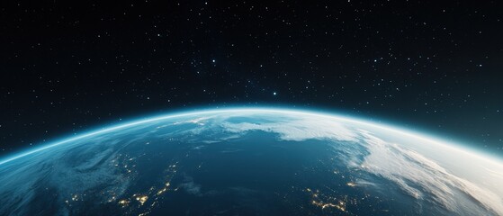 a stunning view of earth from space showcasing the curvature of the planet and starry background