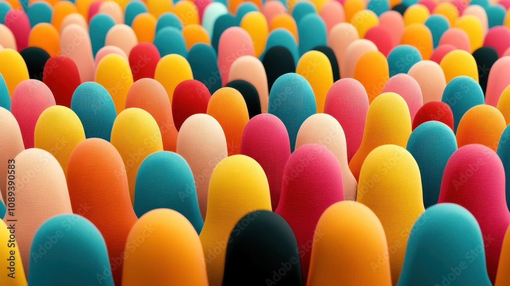 Poster A vibrant array of colorful silicone brushes, showcasing a diverse range of textures and hues, creating a striking visual pattern.