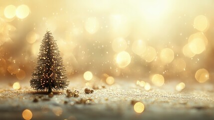 Naklejka premium golden christmas tree