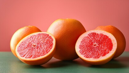 fresh grapefruits on color background