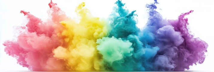 Fototapeta premium Colorful smoke explosion creating a vibrant rainbow effect.