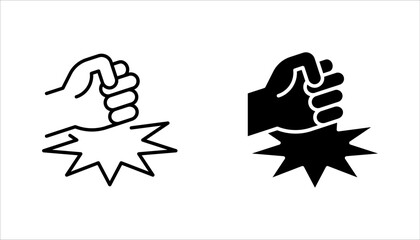 Fist on table linear icon. Angry person. Fist hitting table. vector illustration on white background