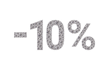 10 percent Diamond Numbers Banner on White Background