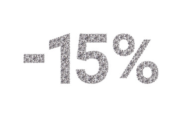 15 percent Diamond Numbers Banner on White Background