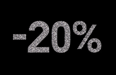 20 percent Diamond Numbers Banner on Black Background