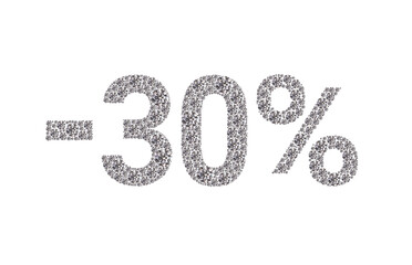 30 percent Diamond Numbers Banner on White Background