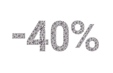 40 percent Diamond Numbers Banner on White Background