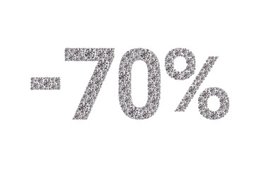 70 percent Diamond Numbers Banner on White Background
