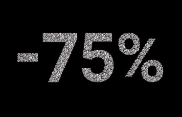 75 percent Diamond Numbers Banner on Black Background