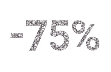 75 percent Diamond Numbers Banner on White Background