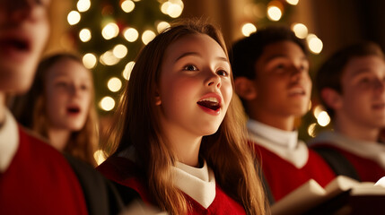 Obraz premium Children performing Christmas carols