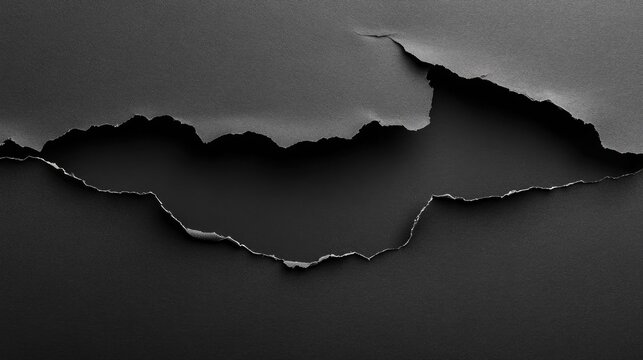Torn black paper revealing a dark background from a top view, creating a dramatic contrast for striking visuals in promotions and advertisements.