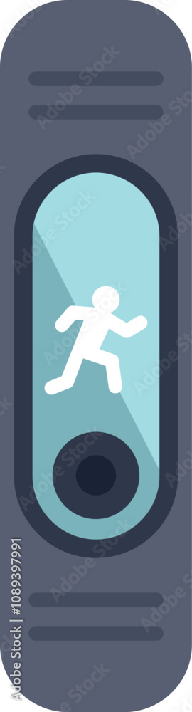 Poster fitness tracker is showing running man icon displaying steps counter app for sport and activity trac